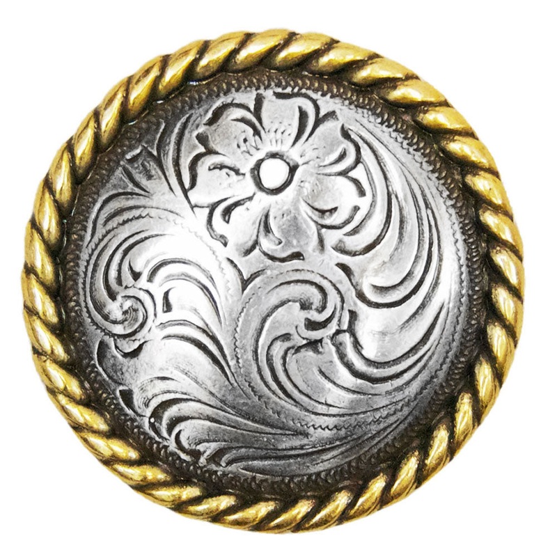 Antique Gold Rope Edge Concho|Chicago Screw|Wood Screw|1″|1 1/2″