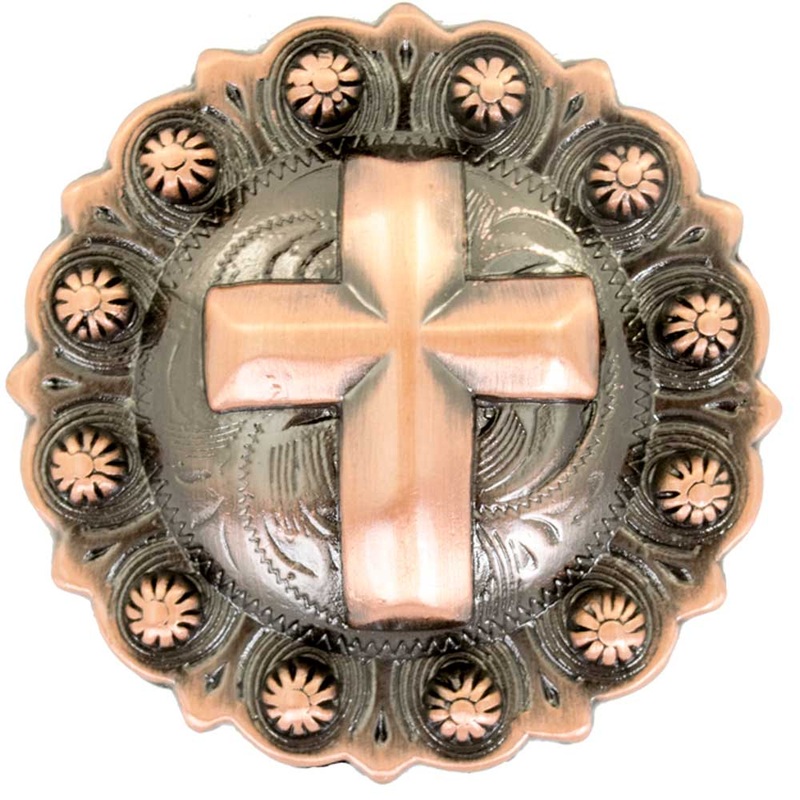 Copper Cross Berry Concho|Chicago Screw|Wood Screw|1″|1 1/2″