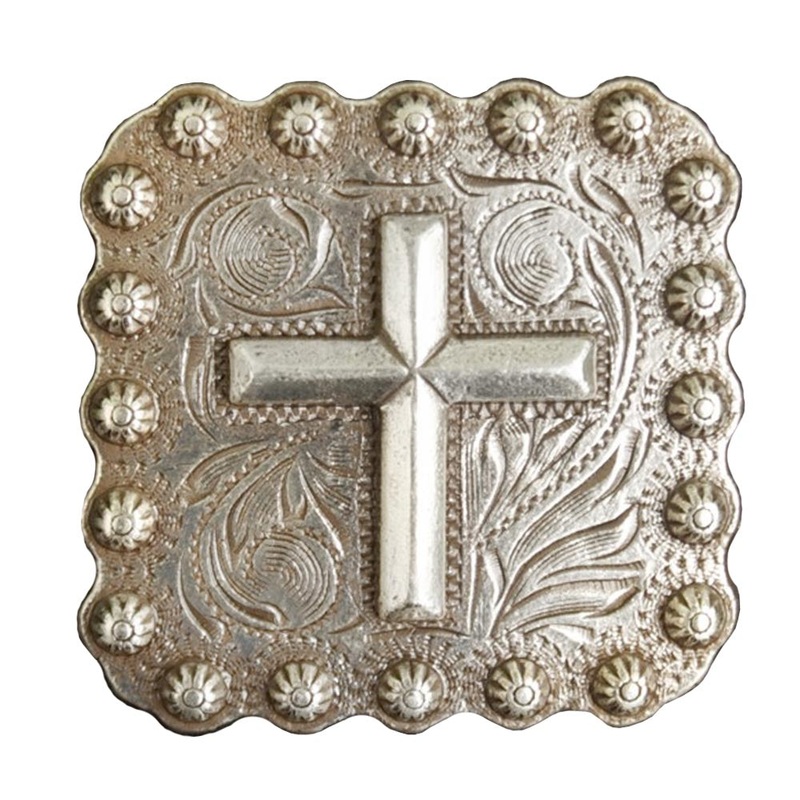 Cross Square Berry Concho|Chicago Screw|Wood Screw|1″|1 3/8″