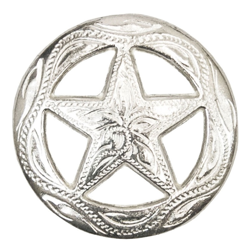Engraved Ranger Star Concho|Chicago Screw|Wood Screw|1″|1 1/4″