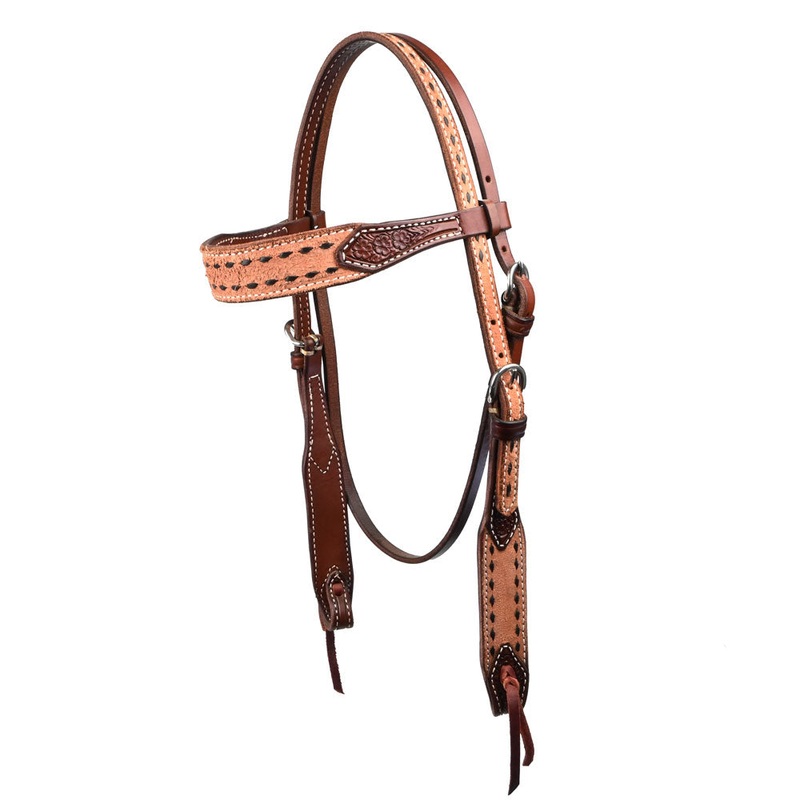Teskey’s Roughout Buckstitch Browband Headstall w/Flower Tooling