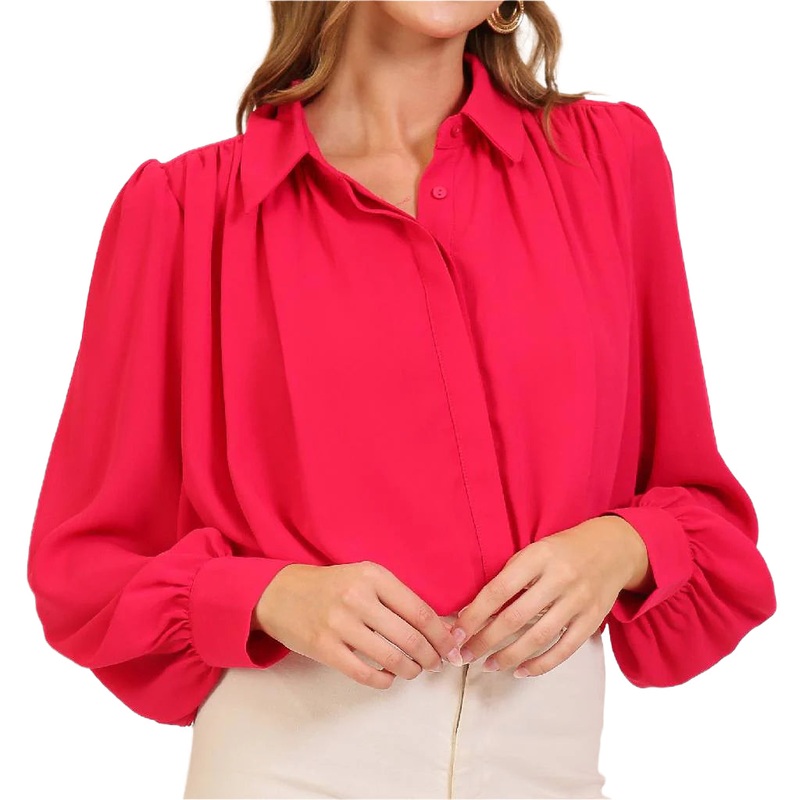 Balloon Sleeve Top – Raspberry