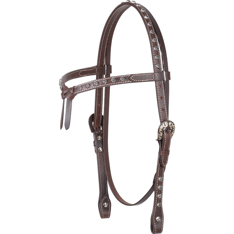 Cashel Antiqued Dots Tie Front Headstall