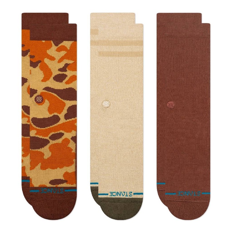 Stance Men’s 3 Pack Camo Crew Socks – Brown