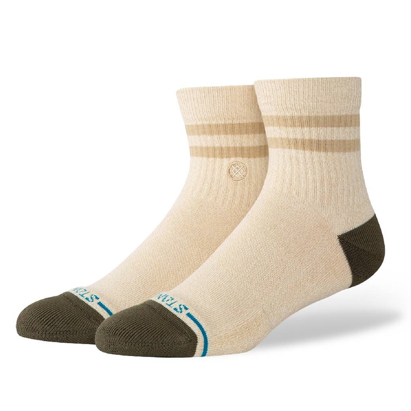 Stance Men’s Marled Stripe Quarter Crew Socks – Ivory