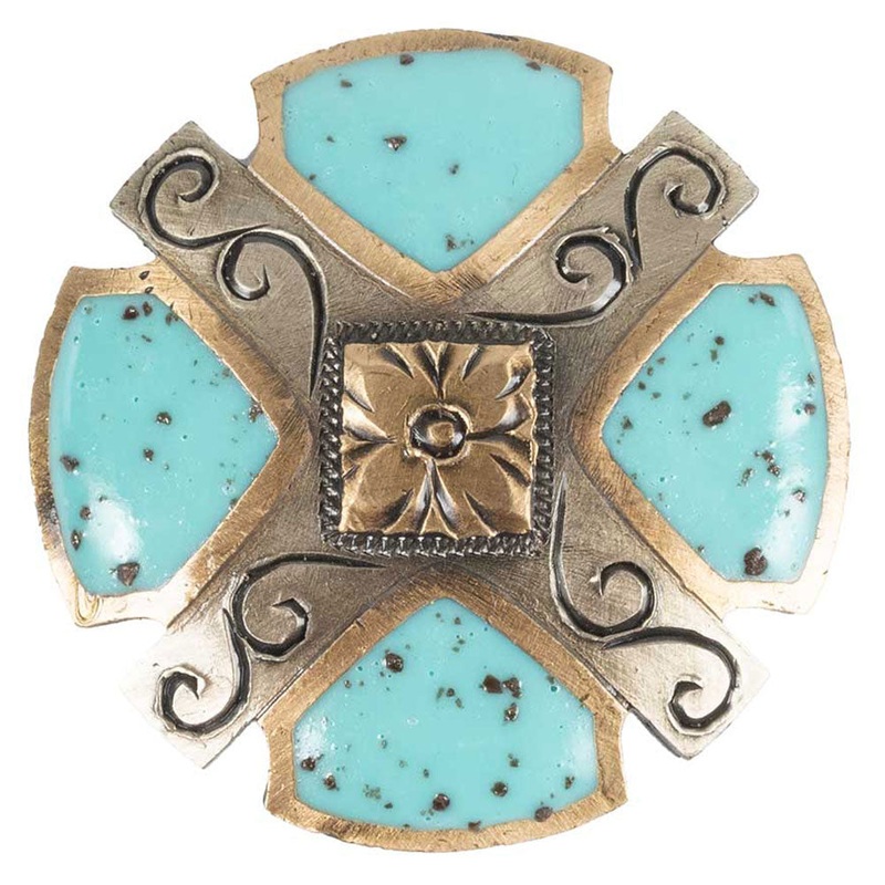 Turquoise Flower Concho|Chicago Screw|Wood Screw|1″|1 1/2″