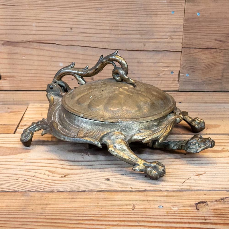 Vintage Bronze Turtle Spittoon