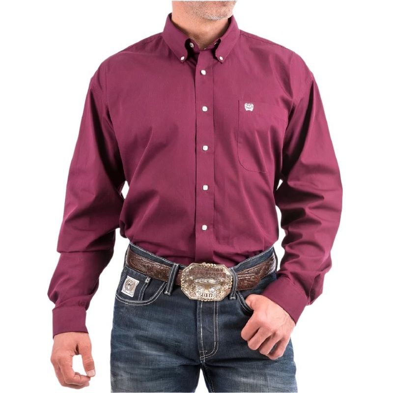 Cinch Men’s Burgundy Solid Button Down Shirt
