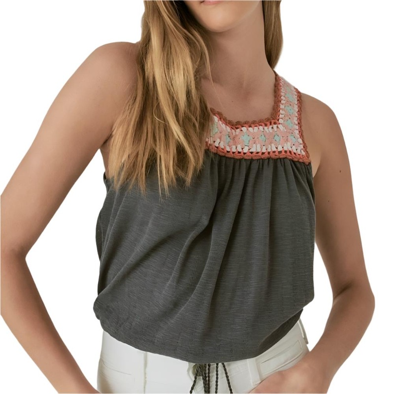 Lucky Brand Crochet Trim Bubble Top