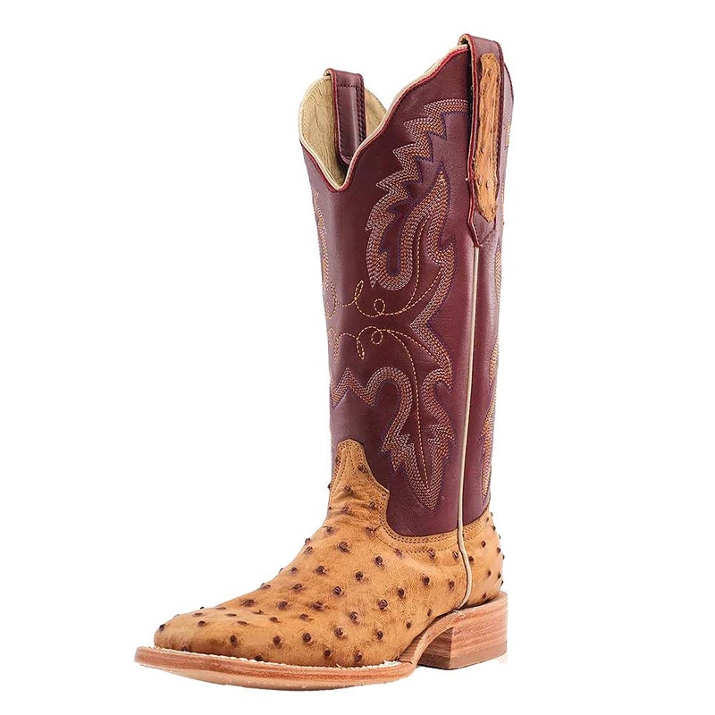R. Watson Antique Bruciato Full Quill Ostrich Square Toe Boot