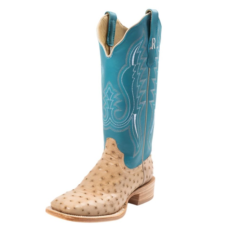 R. Watson Women’s Sand Bruciato Full Quill Ostrich Square Toe Boot