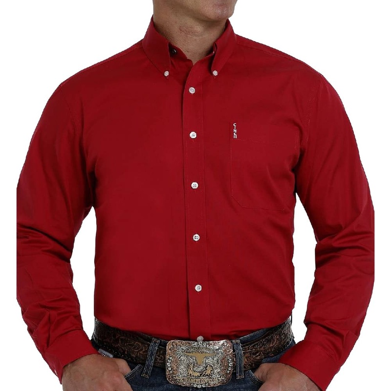 Cinch Men’s Solid Red Shirt – Modern Fit