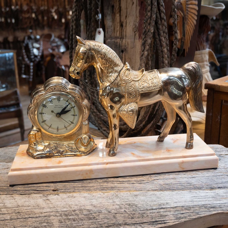 Vintage Golden Horse Clock