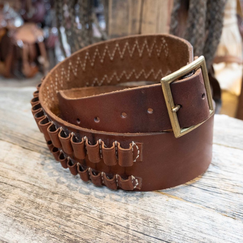 Vintage HUNTER Leather 41 Ammo Belt w/ Brass Buckle