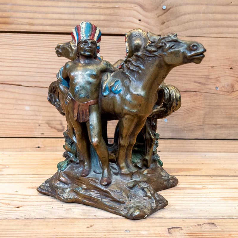 1928 Bronze Native American Bookends