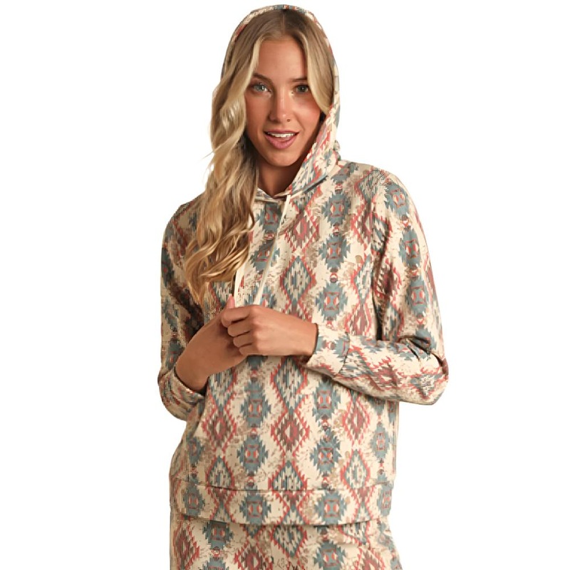 Rock & Roll Denim Women’s Cowhide Aztec Hoodie