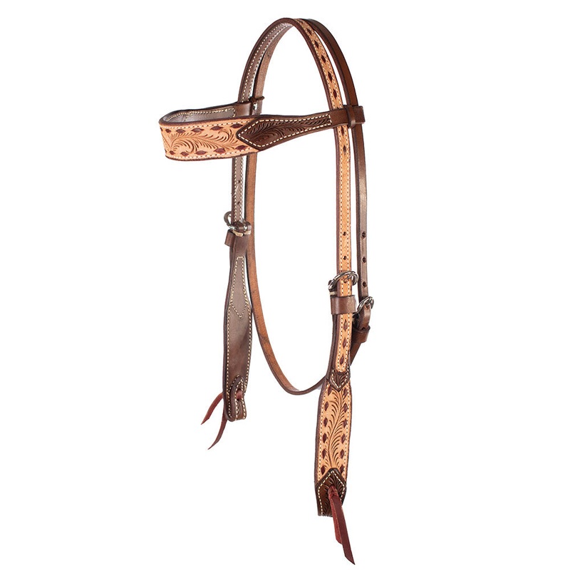 Teskey’s Roughout Buckstitch Browband Headstall w/Swivel Knife Filigree