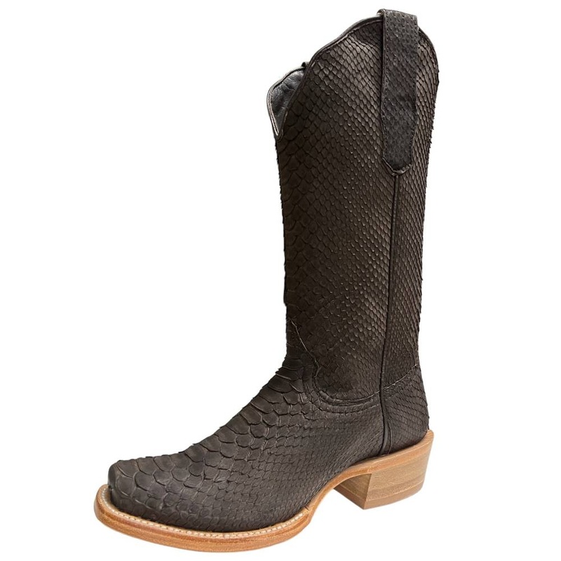 R. Watson Women’s Chocolate Nubuck Python Cutter Toe Boot