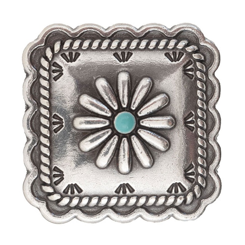 Antique Turquoise Square Rope Edge Concho