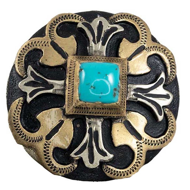 Turquoise Stone Cross Concho|1″|1 1/4″|1 1/2″|Chicago Screw|Wood Screw