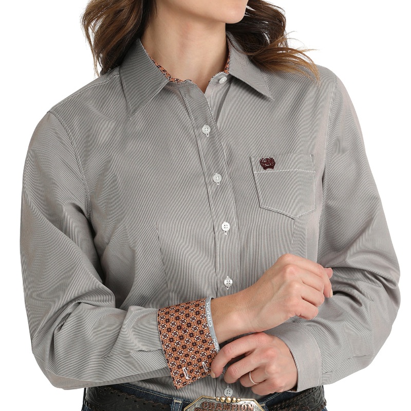 * Cinch Women’s Tencel Micro Stripe Print Shirt – FINAL SALE