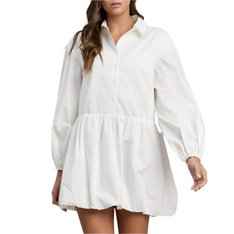 * Balloon Hem Mini Shirt Dress – FINAL SALE