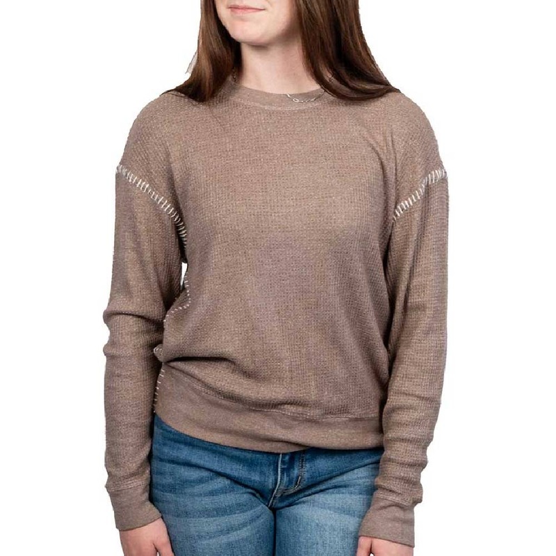 Dylan Brushed Waffle Blanket Stitch Sweatshirt