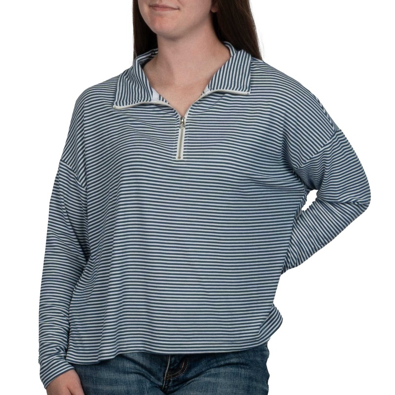 Dylan Stripe Zip Pullover|XS|S|M