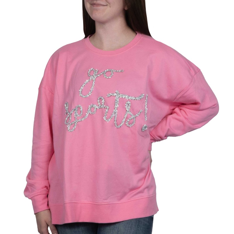 Mud Pie Women’s Game Day Sparkle Sweatshirt – Pink