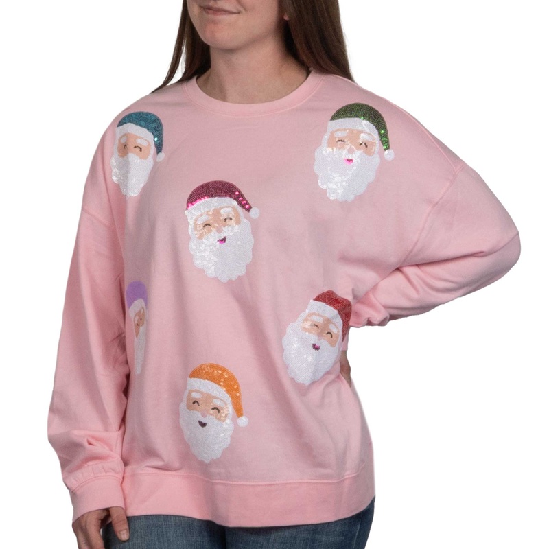 Mud Pie Women’s Holiday Sparkle Sweatshirt – Blush