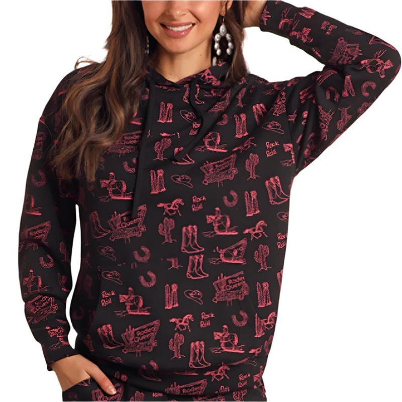 * Rock & Roll Denim Women’s Cowgirl Print Hoodie – FINAL SALE