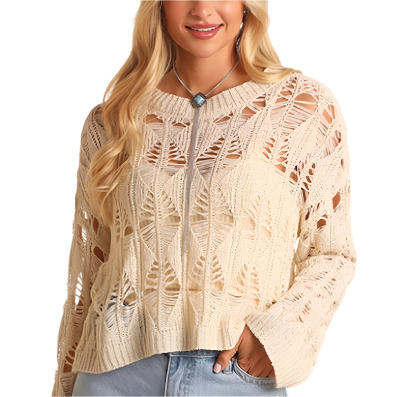 * Rock & Roll Denim Women’s Open Knit Sweater – FINAL SALE