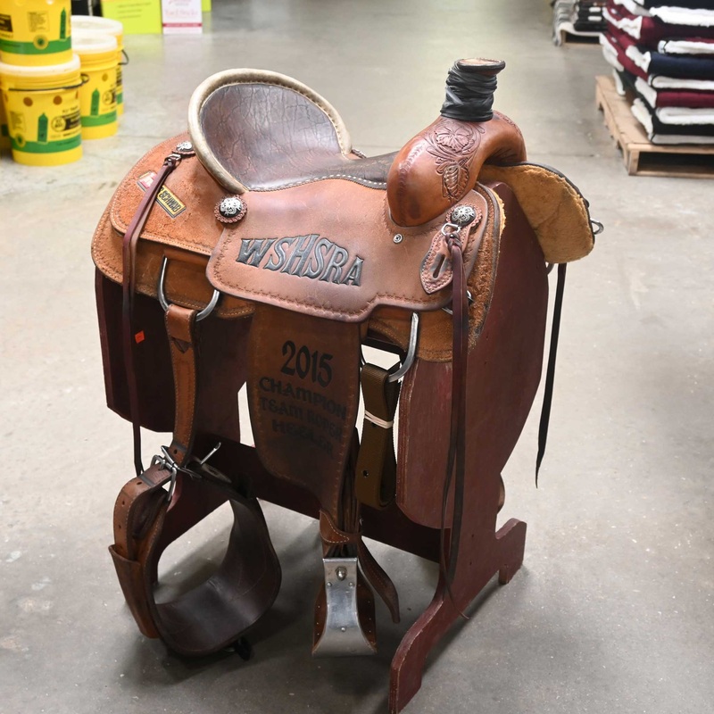 15 USED SLONE TEAM ROPING SADDLE