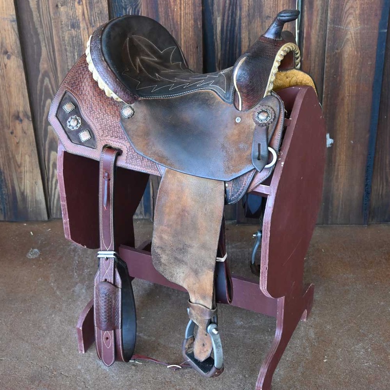 14.5 USED SHILOH JORDAN PETERSON BARREL SADDLE