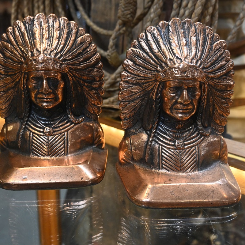 1920’s Cast Iron Indian Chief Bookends