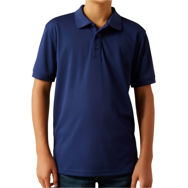 Ariat Boy’s Tek Polo Shirt  Blue Depths