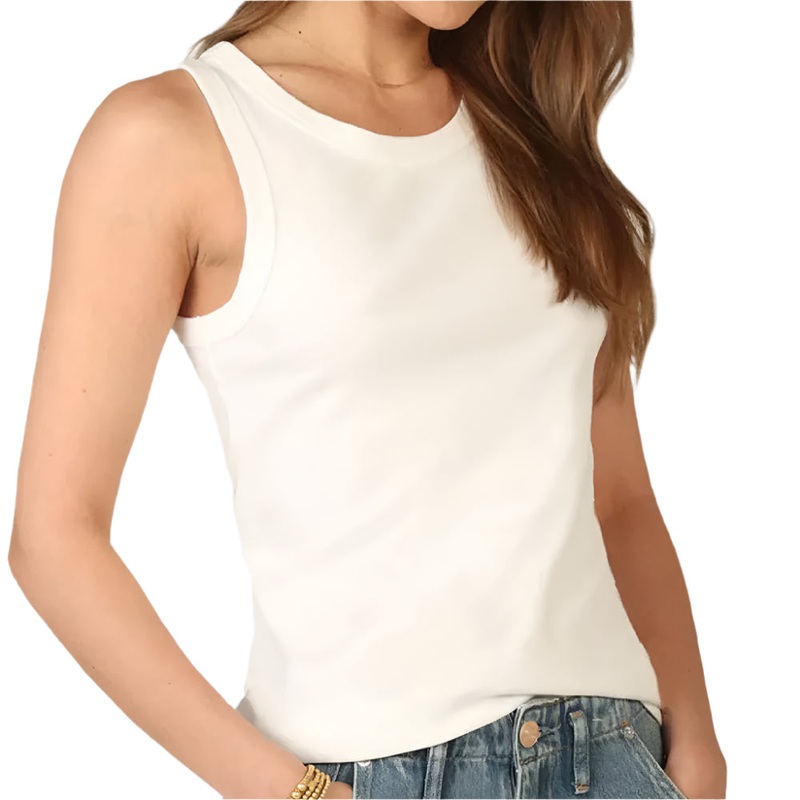 * Dylan Modern Rib Crew Tank Top – White – FINAL SALE