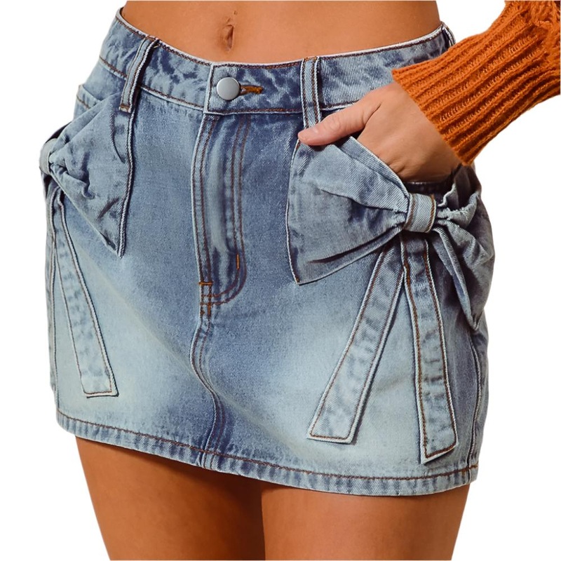 * Bow Pocket Denim Mini Skirt – FINAL SALE