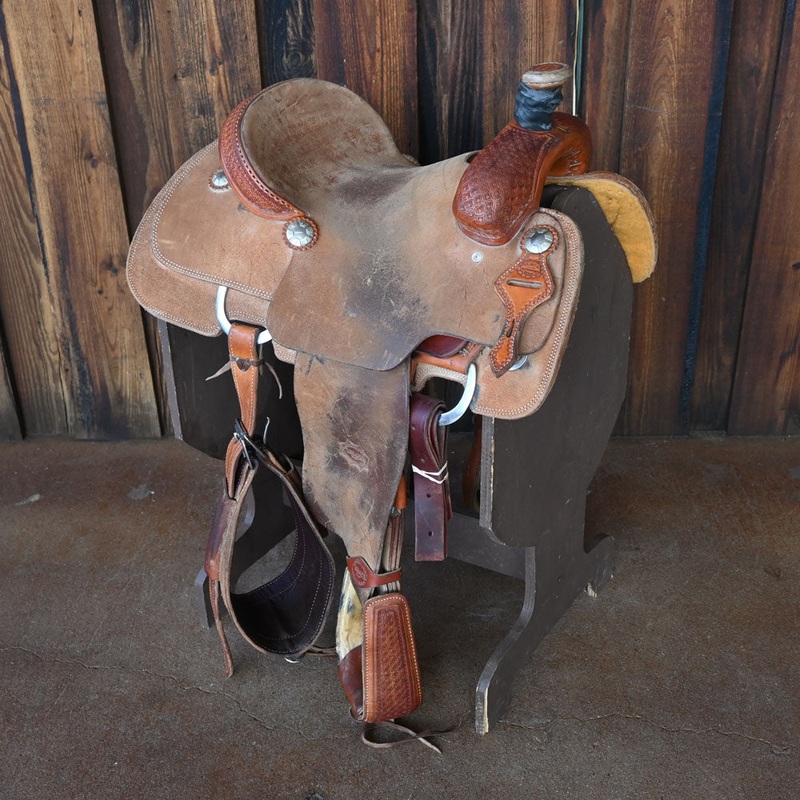 15 USED TESKEY’S ROPING SADDLE