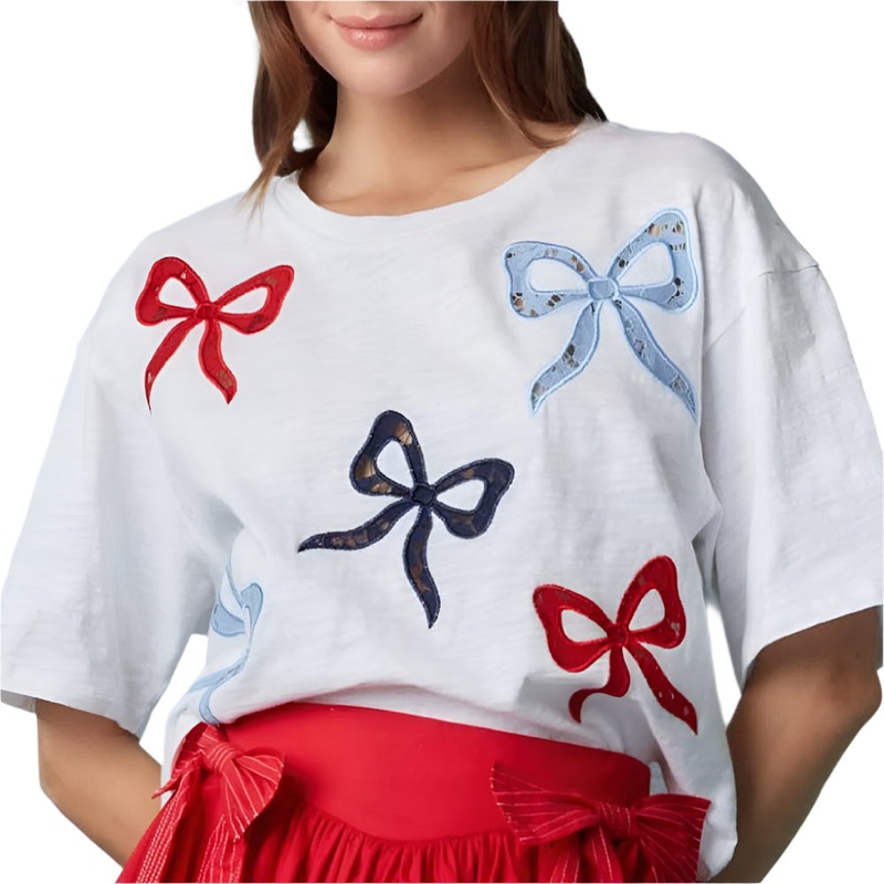 * Bow Lace Crop Tee – FINAL SALE