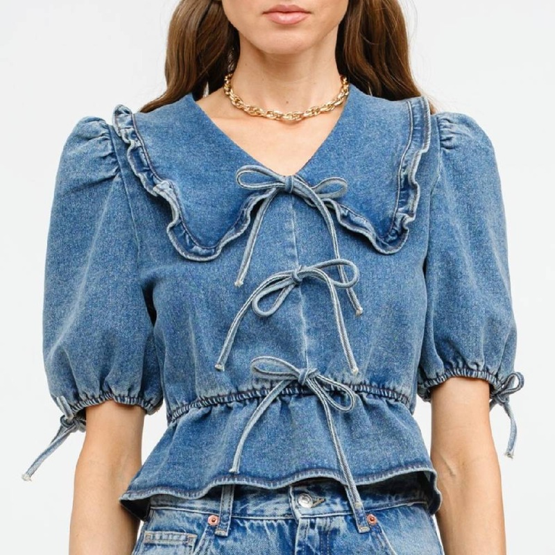 * Bridget Ruffle Denim Top – FINAL SALE