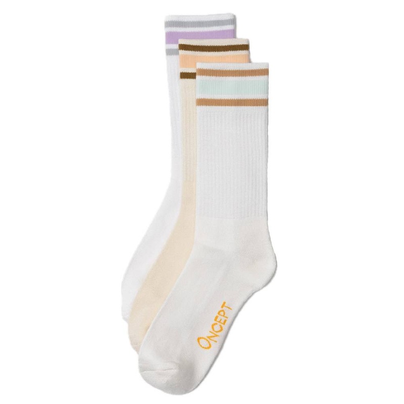 Oncept Men’s 3 Pack Stripe Crew Socks – Desert/Multi