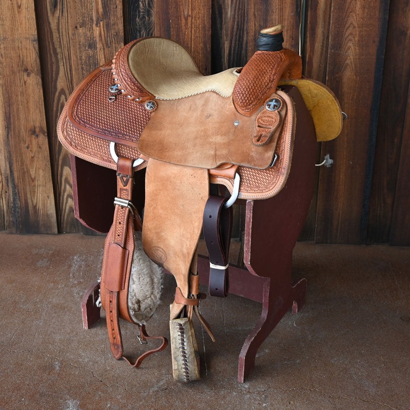 14 USED TESKEY’S CALF ROPING SADDLE